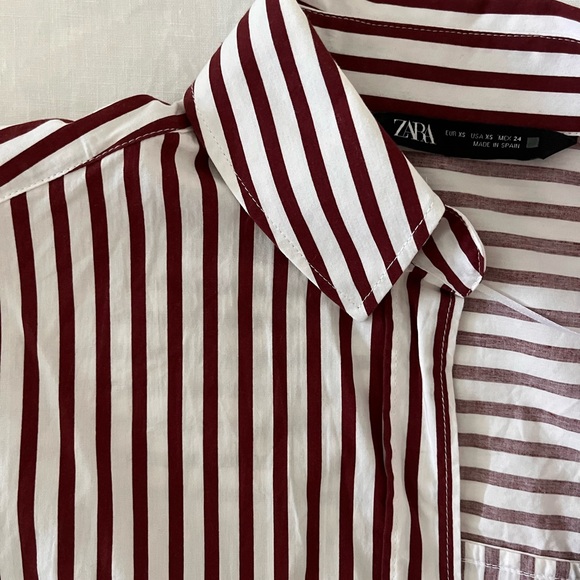 burgundy striped button-down collared shirt - Picture 2 of 3